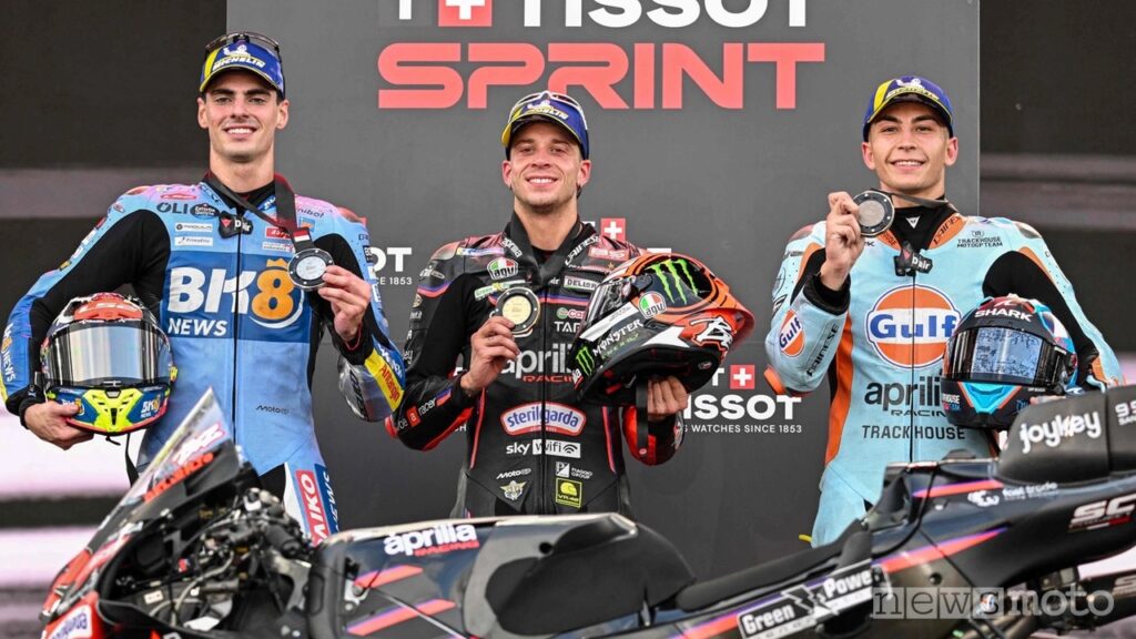Il podio dello sprint di MotoGP dell'Indonesia 2025